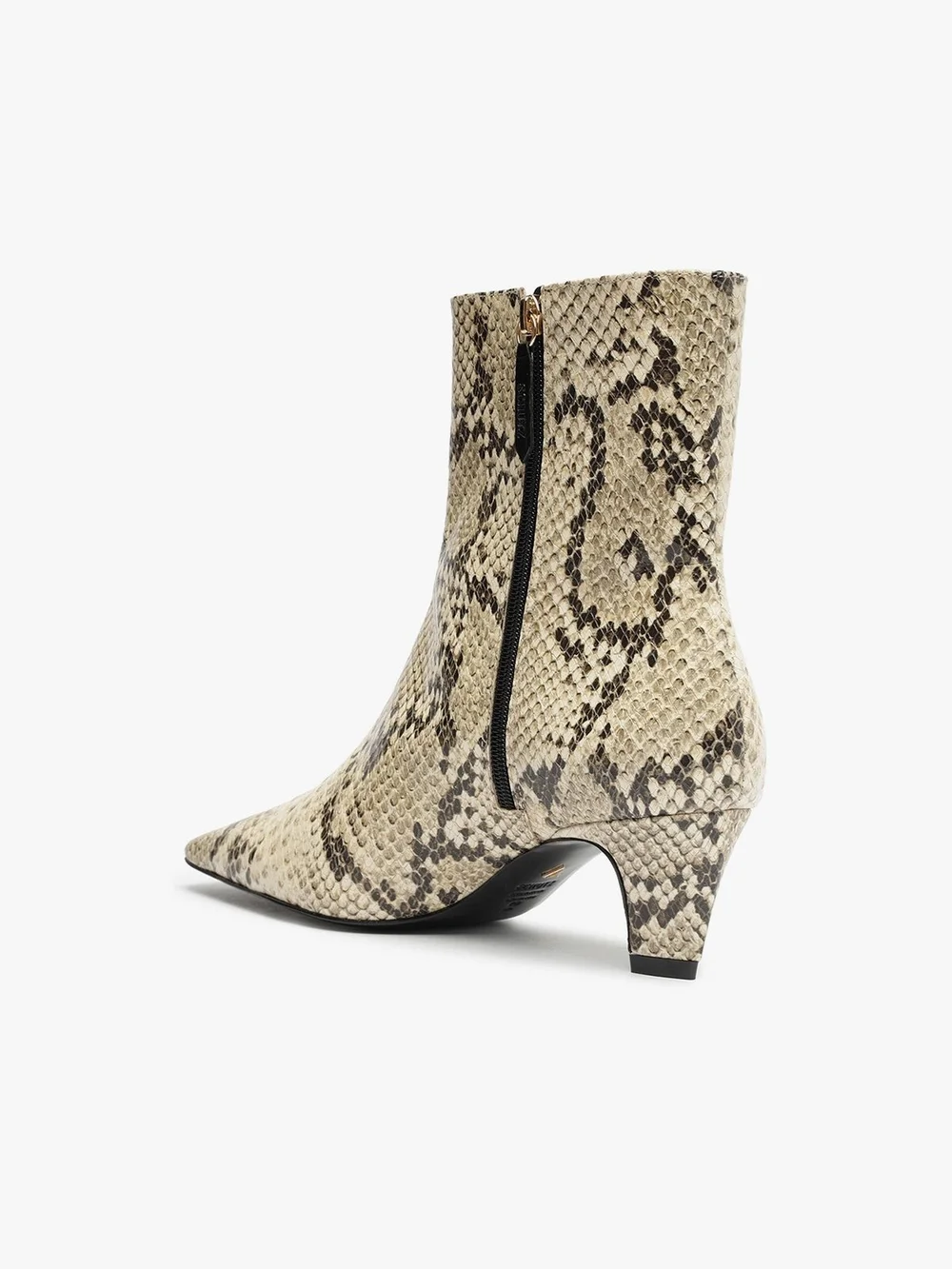 SCHUTZ Snake-Print Ankle Booties in Cream and Brown